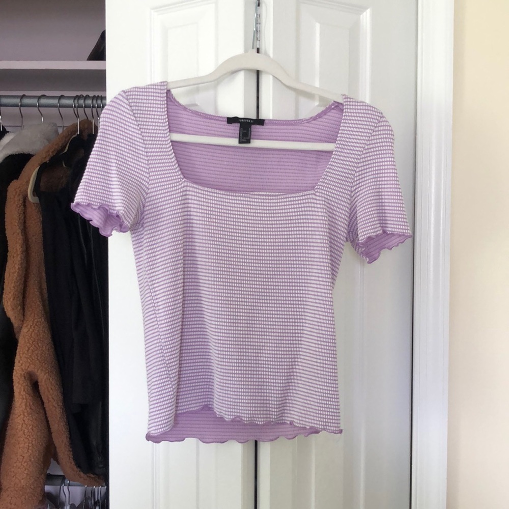 LAVENDER SMOCKED SQUARE NECK TOP FOREVER 21